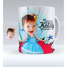 BK Kişiye Özel Kız Çocuk Karikatürlü Beyaz Kupa Bardak - 1