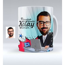 BK Kişiye Özel Bay Genel Müdür Karikatürlü Beyaz Kupa Bardak - 1