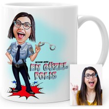 BK Kişiye Özel En Güzel Polis Karikatür Beyaz Kupa Bardak - 1