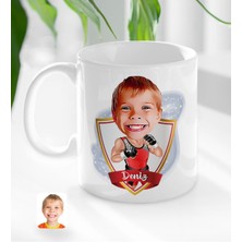 BK Kişiye Özel Isimli Çocuk Kick Box Karikatürlü Beyaz Kupa Bardak-1