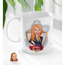 BK Kişiye Özel Isimli Kadın Mühendis Karikatürlü Beyaz Kupa Bardak-1