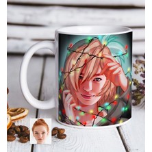 BK Kişiye Özel Kadın Soyut Karikatürlü Beyaz Kupa Bardak-16