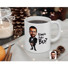 BK Kişiye Özel Erkek Kimin Aşkı Bu Karikatürlü Beyaz Kupa Bardak-1