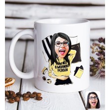 BK Kişiye Özel Kadın Moda Ikonu Karikatürlü Beyaz Kupa Bardak-6