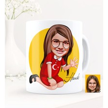 BK Kişiye Özel Kız Çocuk Karikatürlü Beyaz Kupa Bardak - 2