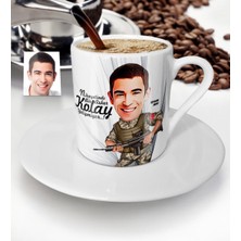 BK Kişiye Özel Bay Asker Karikatür Türk Kahvesi Fincanı - 1