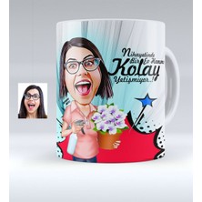 BK Kişiye Özel Ev Hanımı Karikatürlü Beyaz Kupa Bardak - 2