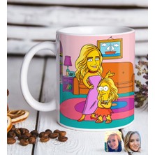 BK Kişiye Özel The Simpsons Anne Kız Figürlü Beyaz Kupa Bardak-1
