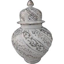 Decorium Kütahya Porselen Çeşni Bülbül Kavanoz 25 cm - Platin