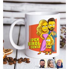 BK Kişiye Özel The Simpsons Aile Figürlü Beyaz Kupa Bardak-2