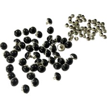 Lotin 50 Set Metal Dıy Deri Aksesuarları Için 10MM Dome Perçin Çiviler Siyah(Yurt Dışından)