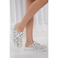 20tasarımterlik Beyaz Ayıcık Temalı Ortopedik Hafif Taban Sabo Terlik Hemşire Terliği Ortopedik Doktor Terliği Hemşire Terliği Klinik Terliği