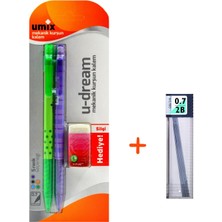 Umix U-Dream 0.7 mm Uçlu Mekanik Kurşun Kalem Seti 2li Renkli ve Silgi ile Ergonomik Tasarım