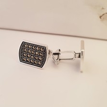Gümüş Pazarım Köşeli Klasik Gümüş Kol Düğmesi