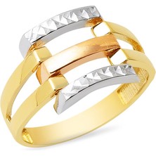 Bilezikci Üçlü Kaburga 14 Ayar Altın Yüzük