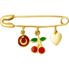 Bilezikci Kiraz & Kalp Altın Çengelli Iğne