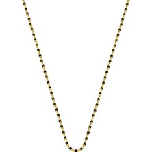 Bilezikci Siyah Mineli 14 Ayar Altın Zincir Kolye