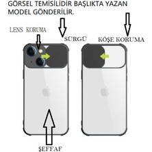 Oppo Reno 4 Lite Darbe Emici Sürgülü Şeffaf Lens Korumalı Çerçeveli Kılıf