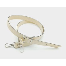 Angel Çanta Aksesuar 120X2 cm Suni Deri Gümüş Tokalı Krem Renk Çanta Sapı