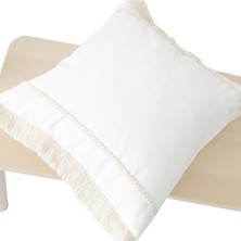 Ritmo Home Püsküllü Bohem İskandinav Beyaz Kırlent Kılıfı