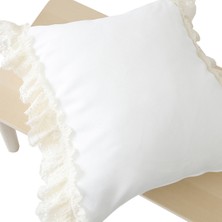 Ritmo Home Fırfırlı Vintage Dantelli Bohem Stil Beyaz Kırlent Kılıfı