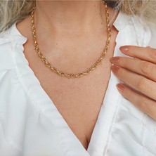 Vaoov Altın Kaplama Oval Zincir Kolye