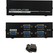 4 Port VGA Splitter Adaptör Destekli VGA Görüntü Çoklayıcı 15 Pin 4lü VGA Çoğaltıcı 1 In 4 Out