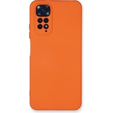 Caseworld Xiaomi Redmi Note 11 Global Kapak Içi Kadife Kamera Korumalı Lansman Silikon Kılıf - Turuncu