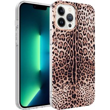 Kzy Apple iPhone 13 Pro Max Kapak Leopar Desenli Fosforlu Silikon Kılıf - Leopar