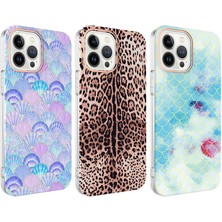 Kzy Apple iPhone 13 Pro Max Kapak Leopar Desenli Fosforlu Silikon Kılıf - Leopar