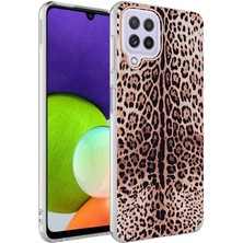 Kzy  Galaxy A22 4g   Kapak Leopar Desenli Fosforlu Silikon Kılıf - Leopar