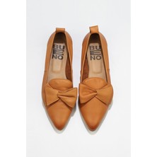 Bueno Shoes Taba Deri Kadın Topuklu Babet