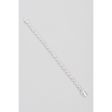 So CHIC Baget Taşlı 18 Ayar Beyaz Altın Kaplama 17 Cm Gümüş Bileklik