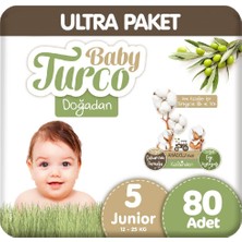 Baby Turco Doğadan Ultra Paket 5 Beden 12-25 kg Bebek Bezi 80'li