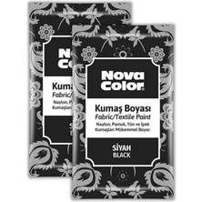 Nova Color Siyah Kumaş Boyası Toz 12 gr 2 Adet Nova Color Toz Kumaş Boyası Siyah Kot Pantalon Gömlek Tişört Tekstil Kumaş Boyası 2 Adet