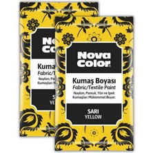 Nova Color Sarı Kumaş Boyası Toz 12 gr 2 Adet Nova Color Toz Kumaş Boyası Sarı Kot Pantalon Gömlek Tişört Tekstil Kumaş Boyası 2 Adet