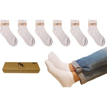 KBC Socks 6'lı Dikişsiz Bambu Terletmez Spor Erkek Patik Çorap Seti / Kutulu Set / Full Beyaz