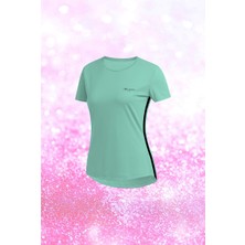 Poseidon Storm Kadın Su Yeşili Dri-Fit Kumaş Baskısız Yuvarlak Yaka Kısa Kol T-Shirt  S-3xl