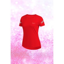 Poseidon Storm Kadın Kırmızı Dri-Fit Kumaş Yuvarlak Yaka  Şık Konforlu T-Shirt  S-3xl