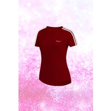 Poseidon Storm Kadın Bordo Dri-Fit Kumaş Baskısız Bisiklet Yaka Sporcu T-Shirt   S-3xl