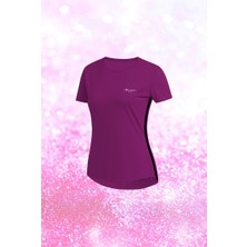Poseidon Storm Kadın Mor Dri-Fit Kumaş Antrenman ve Koşu Için Konforlu Kısa Kol T-Shirt S-3xl