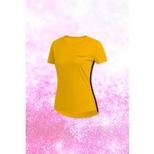 Poseidon Storm Kadın Sarı Dri-Fit Kumaş  Baskısız Bisiklet Yaka Sporcu T-Shirt  S-3xl