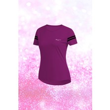 Poseidon Storm Kadın Mor Dri-Fit Kumaş Spor Için Konforlu  Kısa Kol T-Shirt  S-3xl