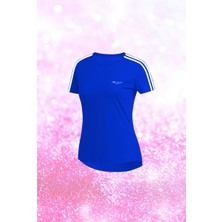 Poseidon Storm Kadın Mavi Dri-Fit Kumaş Spor Için Konforlu Kısa Kol T-Shirt  S-3xl