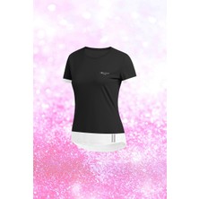 Poseidon Storm Büyük Beden Kadın Siyah Dri-Fit Kumaş  Baskısız Yürüyüş ve Koşu Için Rahat Sporcu T-Shirt   (4XL-10XL)