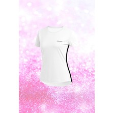Poseidon Storm Büyük Beden Kadın Beyaz Dri-Fit Kumaş Baskısız Yuvarlak Yaka Kısa Kol T-Shirt  (4XL-10XL)