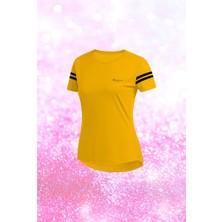 Poseidon Storm Büyük Bedenkadın Sarı Dri-Fit Kumaş Baskısız Yuvarlak Yaka Kısa Kol Tişört   (4XL-10XL)