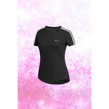 Poseidon Storm Büyük Beden Kadın Siyah Dri-Fit Kumaş Yuvarlak Yaka  Şık Konforlu T-Shirt    (4XL-10XL)