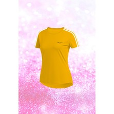 Poseidon Storm Büyük Beden Kadın Sarı Dri-Fit Kumaş Yürüyüş ve Koşu Için Rahat T-Shirt    (4XL-10XL)