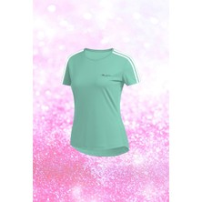 Poseidon Storm Büyük Beden Kadın Su Yeşili Dri-Fit Kumaş Baskısız Yuvarlak Yaka Kısa Kol T-Shirt      (4XL-10XL)